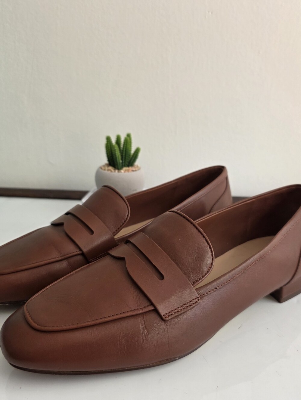 Cole Haan Women's Chestnut Leather Penny Loafers - Picture 2 of 12